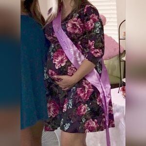 Pinkblush Maternity Floral Dress with Pink and Purple Accents